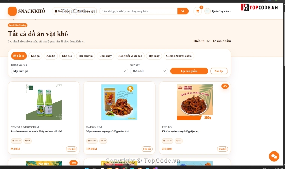 Website đồ ăn,bán đồ ăn vặt,bán